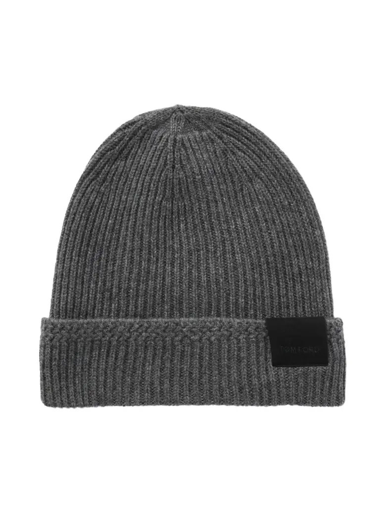 Tom Ford Logo-Appliquéd Ribbed Cashmere Beanie - Men