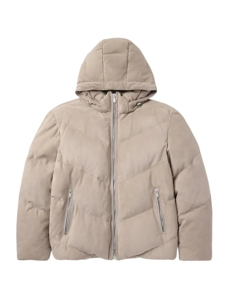 Brunello Cucinelli Quilted Suede Hooded Down Jacket - Men
