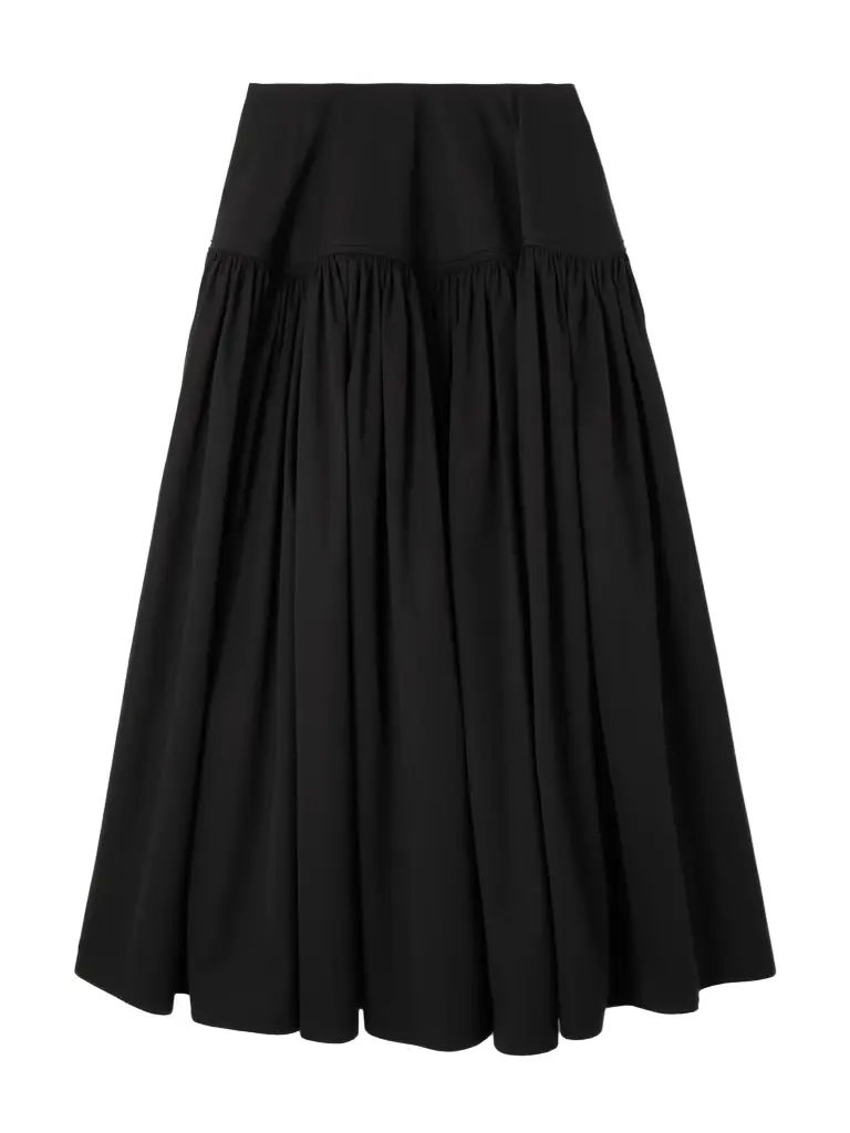 Alaïa Gathered Cotton-poplin Maxi Skirt
