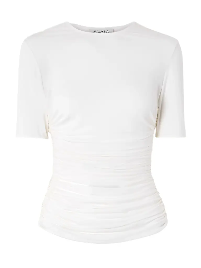 Alaïa Ruched Stretch-jersey T-shirt