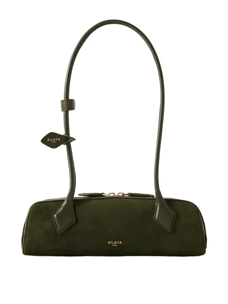 Alaïa Le Teckel Small Leather-trimmed Suede Shoulder Bag