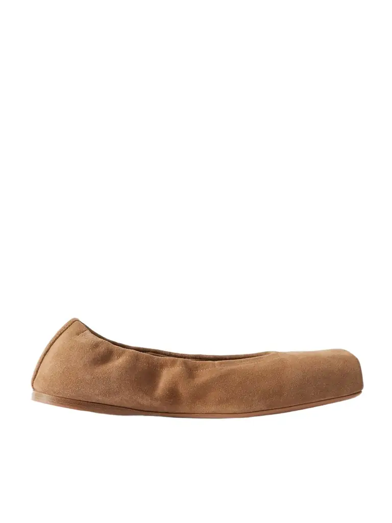 Alaïa Leather-trimmed Suede Ballet Flats