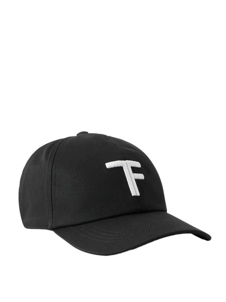 Tom Ford Logo-Embroidered Leather-Trimmed Cotton-Twill Baseball Cap - Men