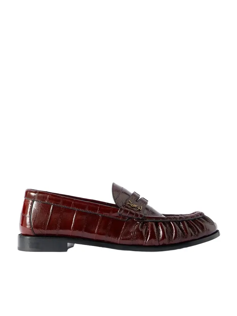 Saint Laurent Le Loafer Monogram Logo-Appliquéd Eel Penny Loafers - Men