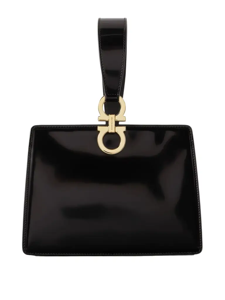 Ferragamo Mini Embellished Glossed-leather Clutch