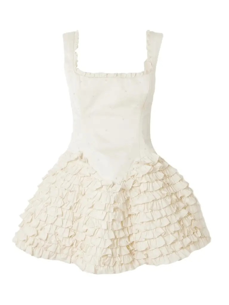 Clio Peppiatt Ballerina Embellished Ruffled Taffeta Mini Dress