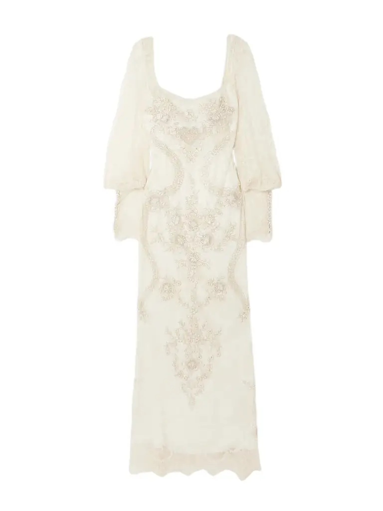 Clio Peppiatt Flora Embellished Lace Gown