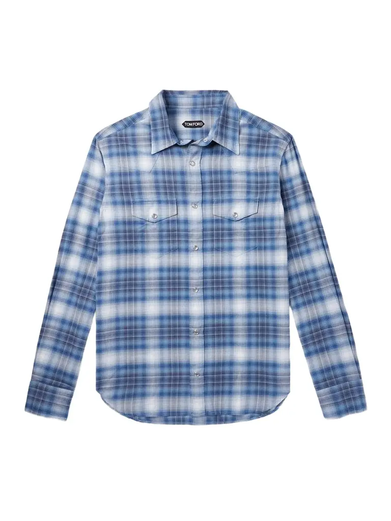 Tom Ford Slim-Fit Checked Cotton-Poplin Shirt - Men