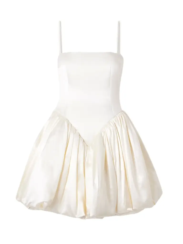 Danielle Frankel Birdie Gathered Silk And Wool-blend Satin Bustier Mini Dress