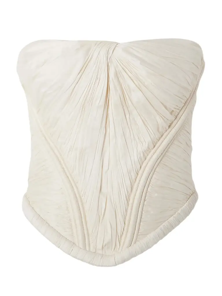 Danielle Frankel Priscilla Strapless Gathered Taffeta Bustier Top