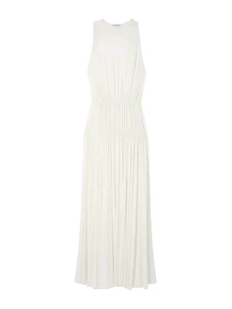 Alaïa Gathered Jersey Maxi Dress