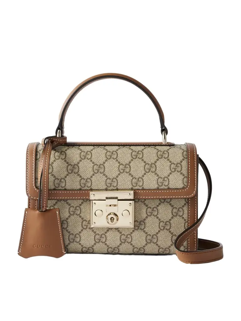 Gucci Padlock Small Leather-trimmed Coated Canvas-jacquard Tote