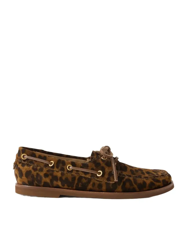 Gianvito Rossi Vandée Leopard-print Suede Boat Shoes