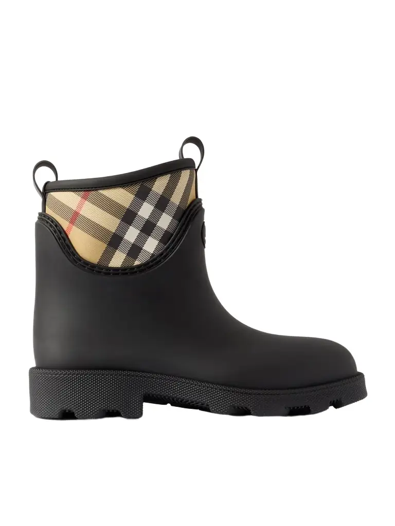 Burberry Checked Nylon-paneled Rubber Ankle Boots