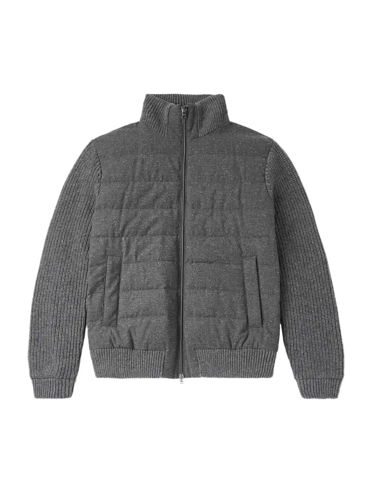 HERNO Quilted and Ribbed Wool-Blend Down Bomber Jacket - Men