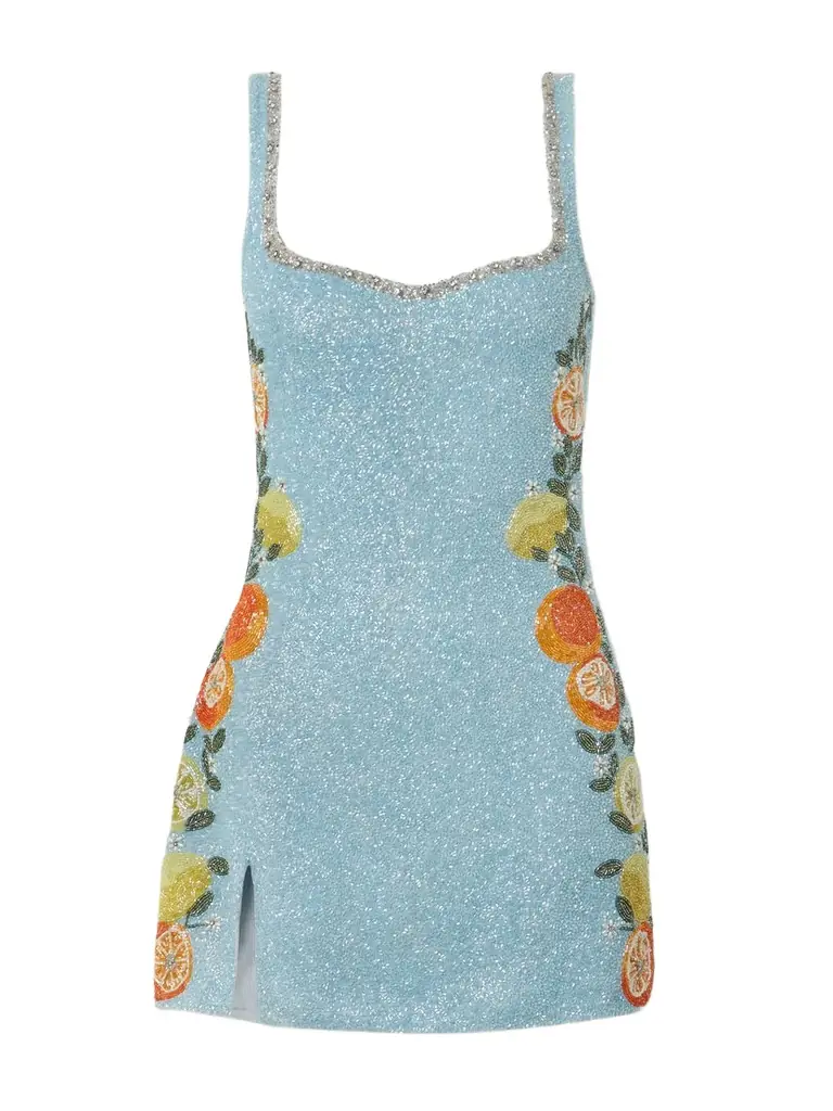 Clio Peppiatt Capri Crystal-embellished Beaded Tulle Mini Dress