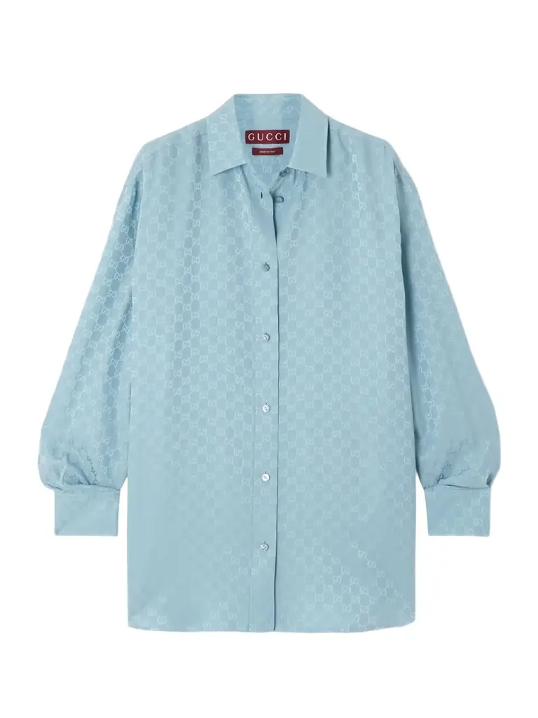 Gucci Silk-satin Jacquard Shirt