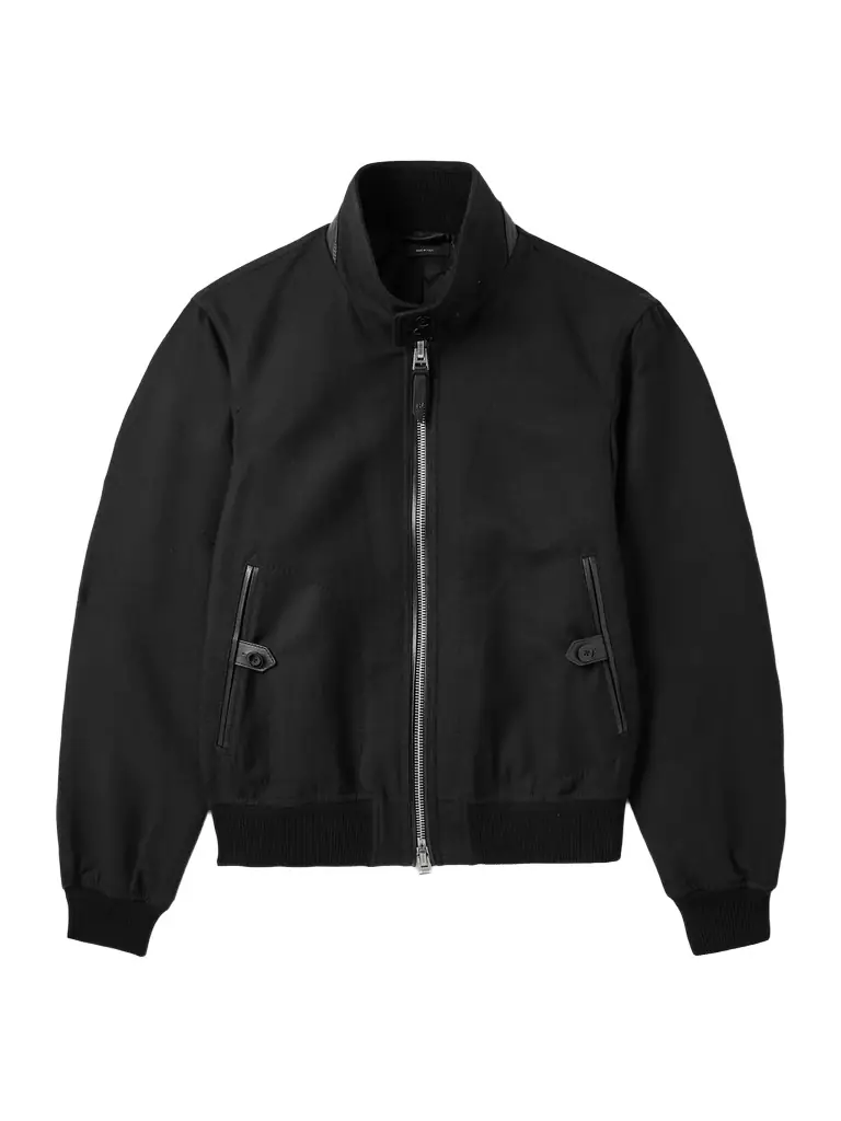 Tom Ford Leather-Trimmed Wool and Silk-Blend Twill Bomber Jacket - Men