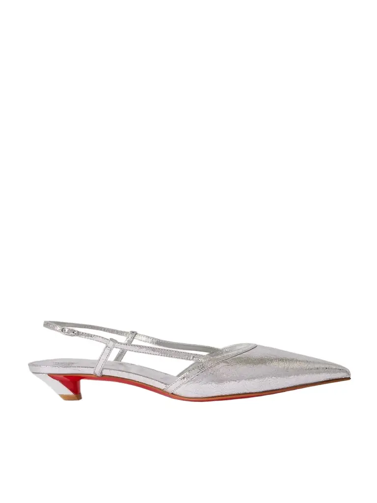 Christian Louboutin Miss Z Slingina 25 Metallic Crinkled-leather Slingback Pumps