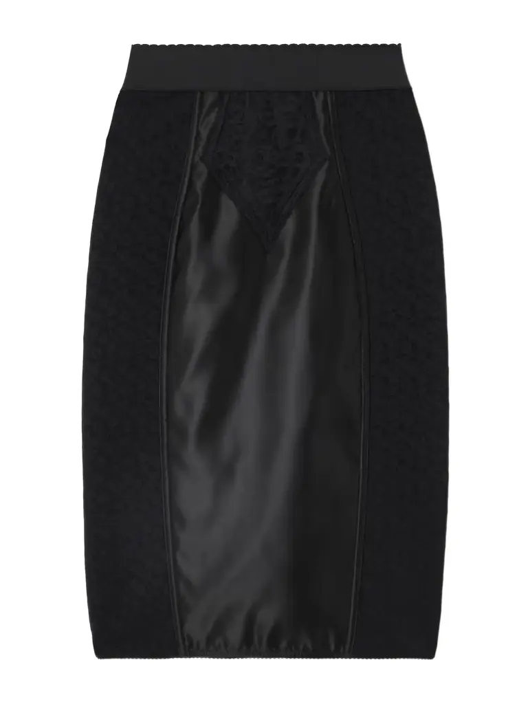 Dolce & Gabbana Paneled Satin And Lace Midi Skirt