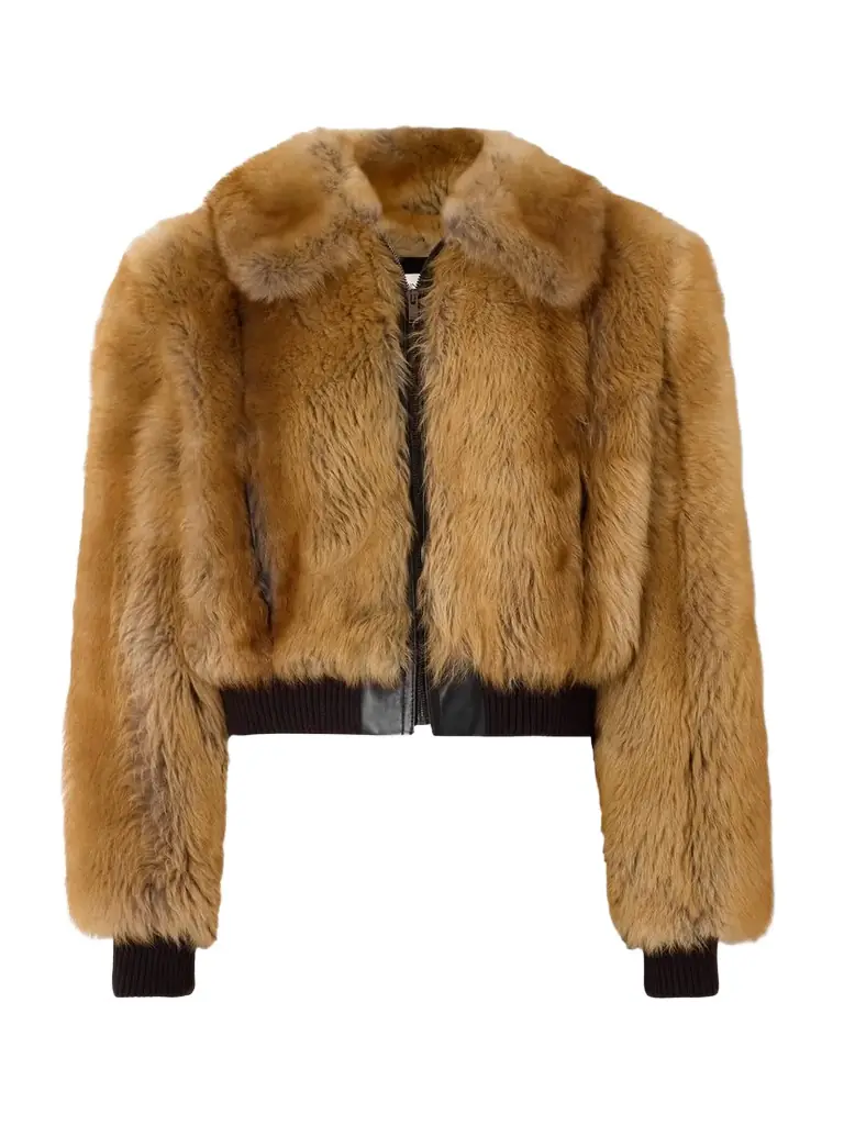 Saint Laurent Leather-trimmed Shearling Bomber Jacket