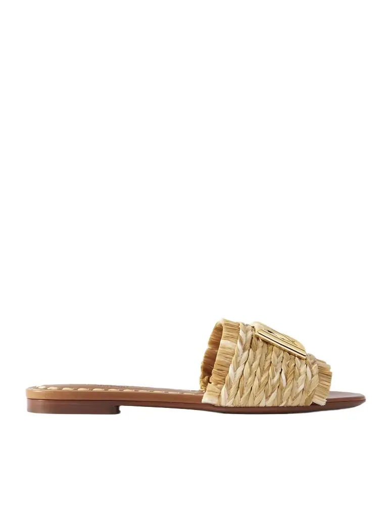 Dolce & Gabbana Embellished Braided Raffia Sandals