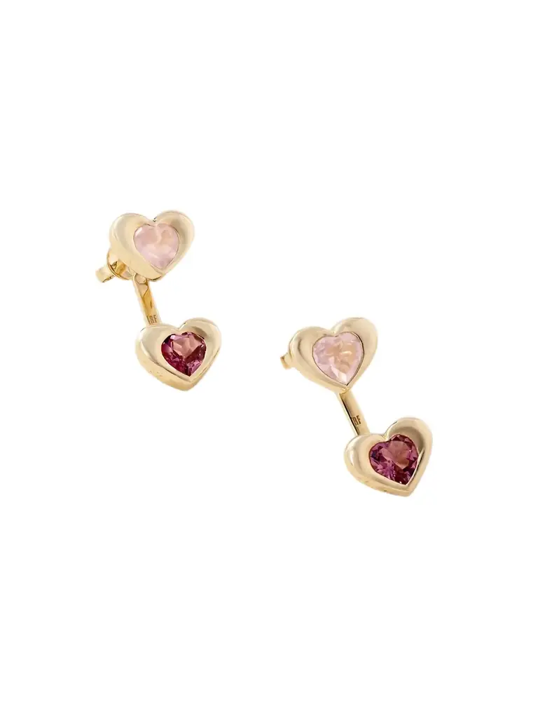 Roxanne First Two Of Hearts 14-karat Gold, Rose Quartz And Tourmaline Earrings