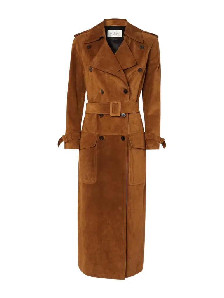 Saint Laurent Suede Trench Coat