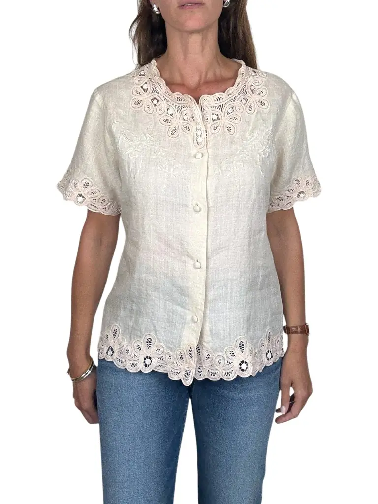 Jen Wonders Studio Blush Embroidered Blouse
