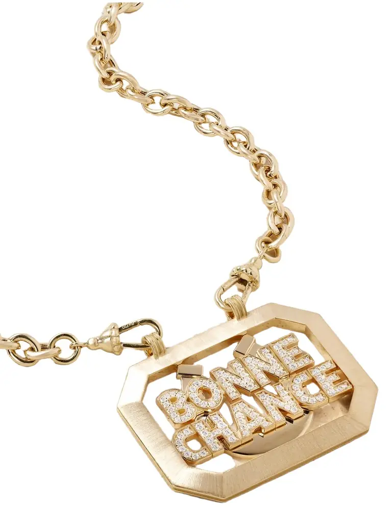 Marie Lichtenberg Bonne Chance Scapular 18-karat Gold Diamond Necklace
