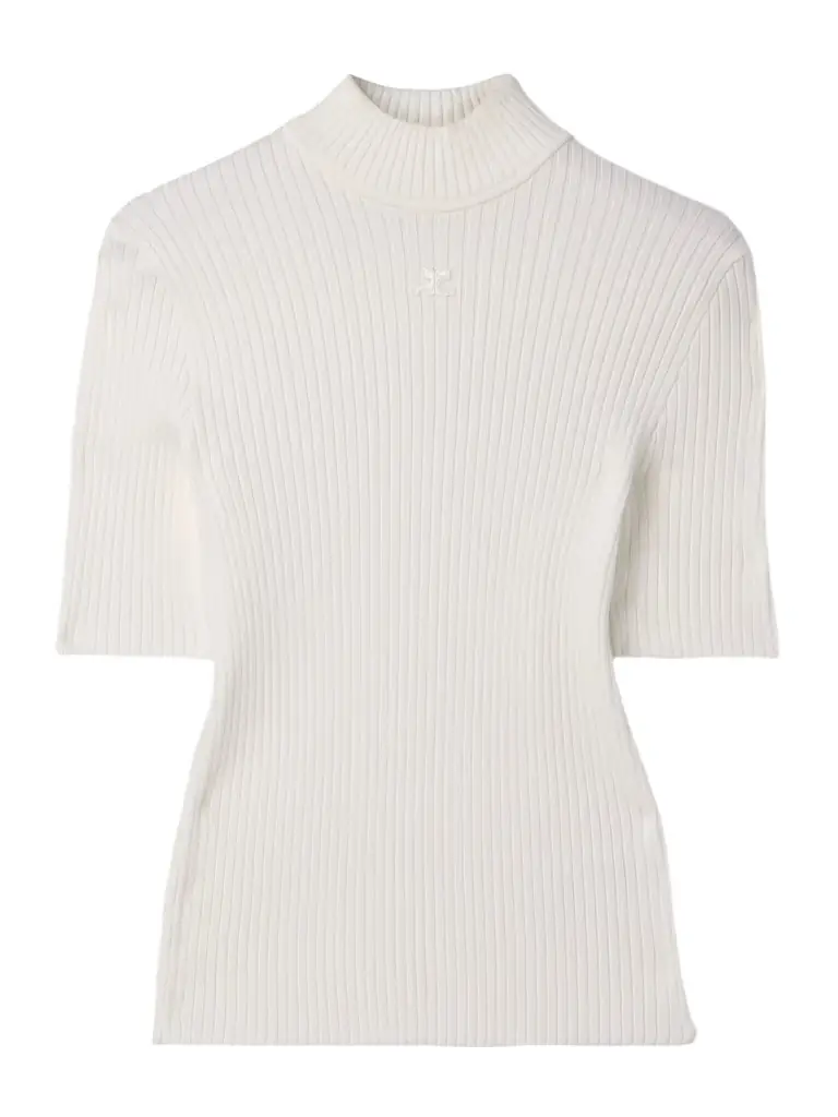 Courreges Appliquéd Ribbed-knit Top