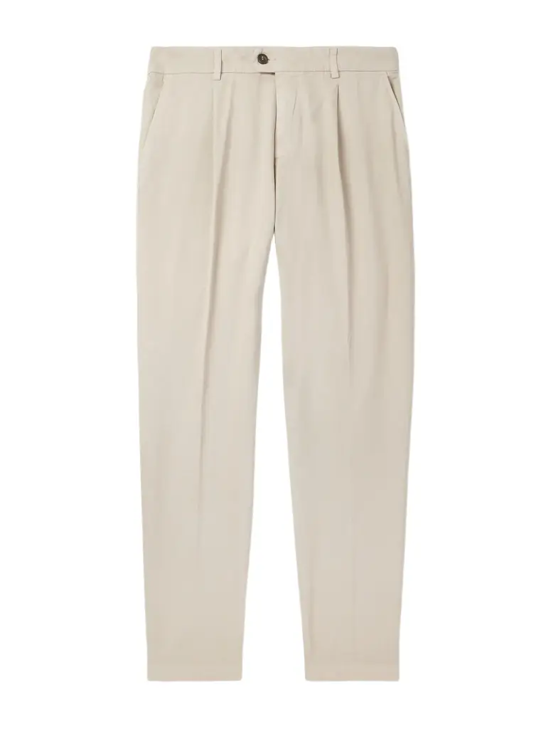 ELEVENTY Straight-Leg Pleated Stretch Cotton and Lyocell-Blend Trousers - Men