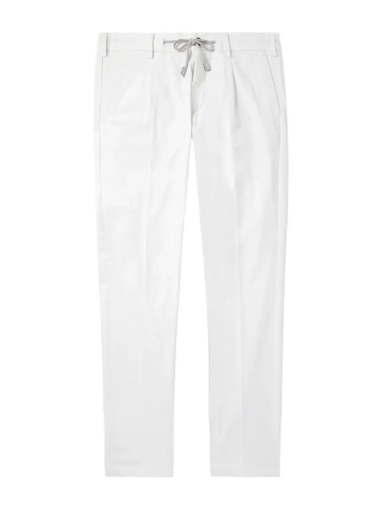 ELEVENTY Straight-Leg Pleated Cotton-Blend Twill Trousers - Men