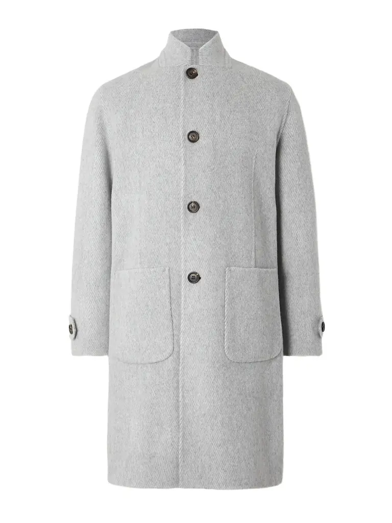 ELEVENTY Herringbone Wool and Cashmere-Blend Overcoat - Men