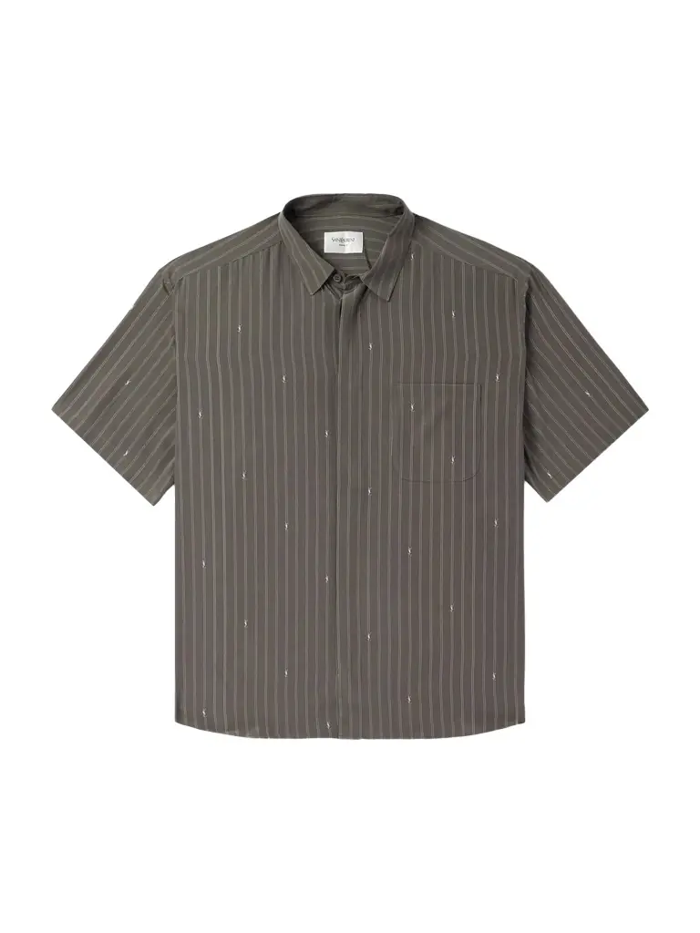 Saint Laurent Striped Silk Crepe de Chine Shirt - Men