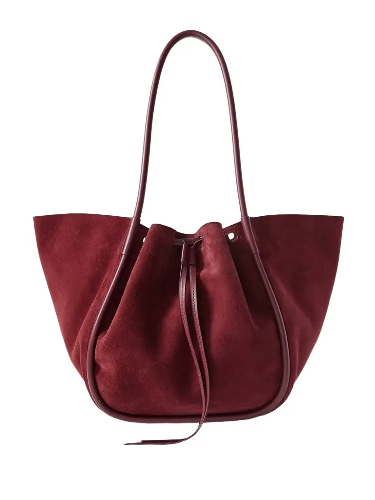 Proenza Schouler Large Leather-trimmed Ruched Suede Tote