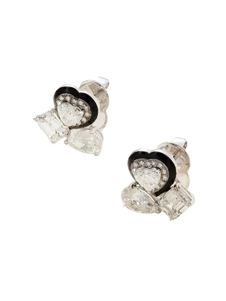 Kamyen 18-karat White Gold, Diamond And Enamel Earrings