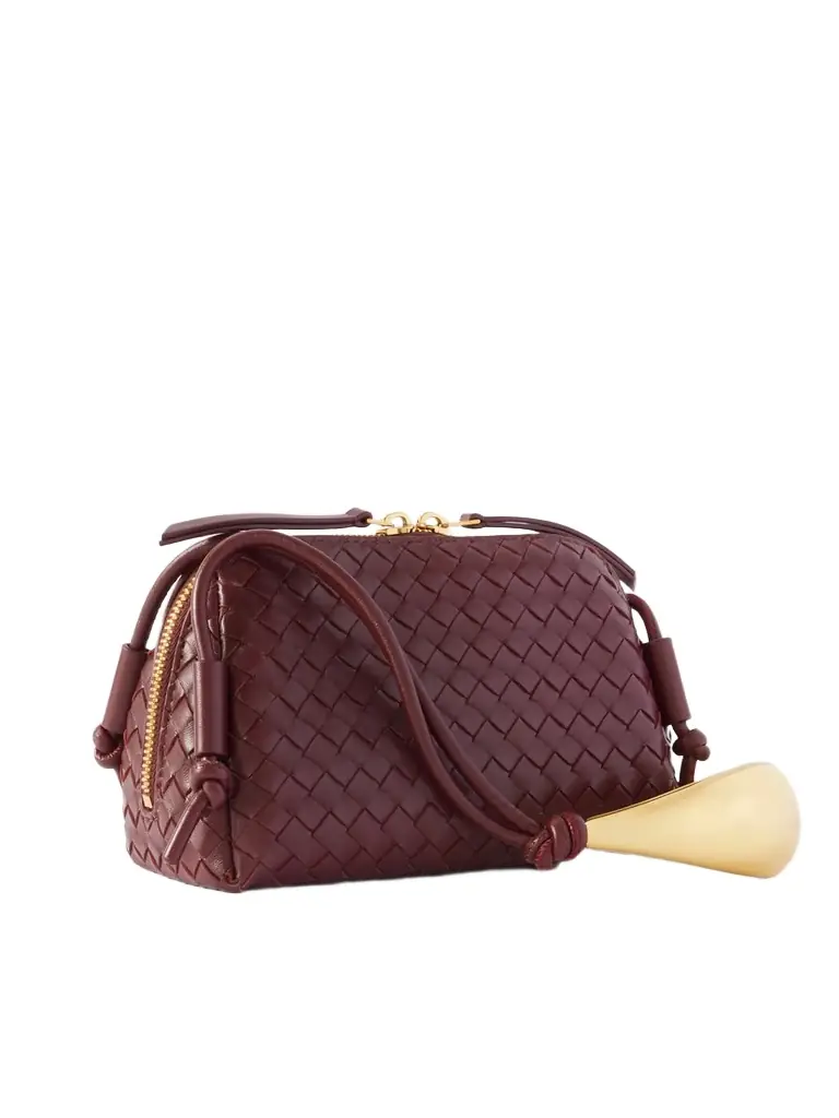 Bottega Veneta Concert Pouch Intrecciato Leather Shoulder Bag