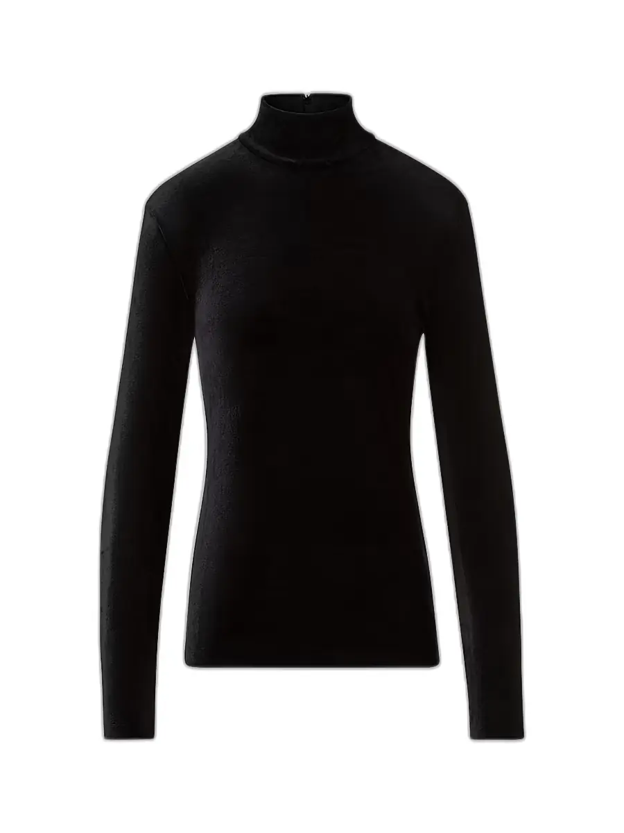 Akris punto Women's Velvet Jersey Turtleneck Top - Black