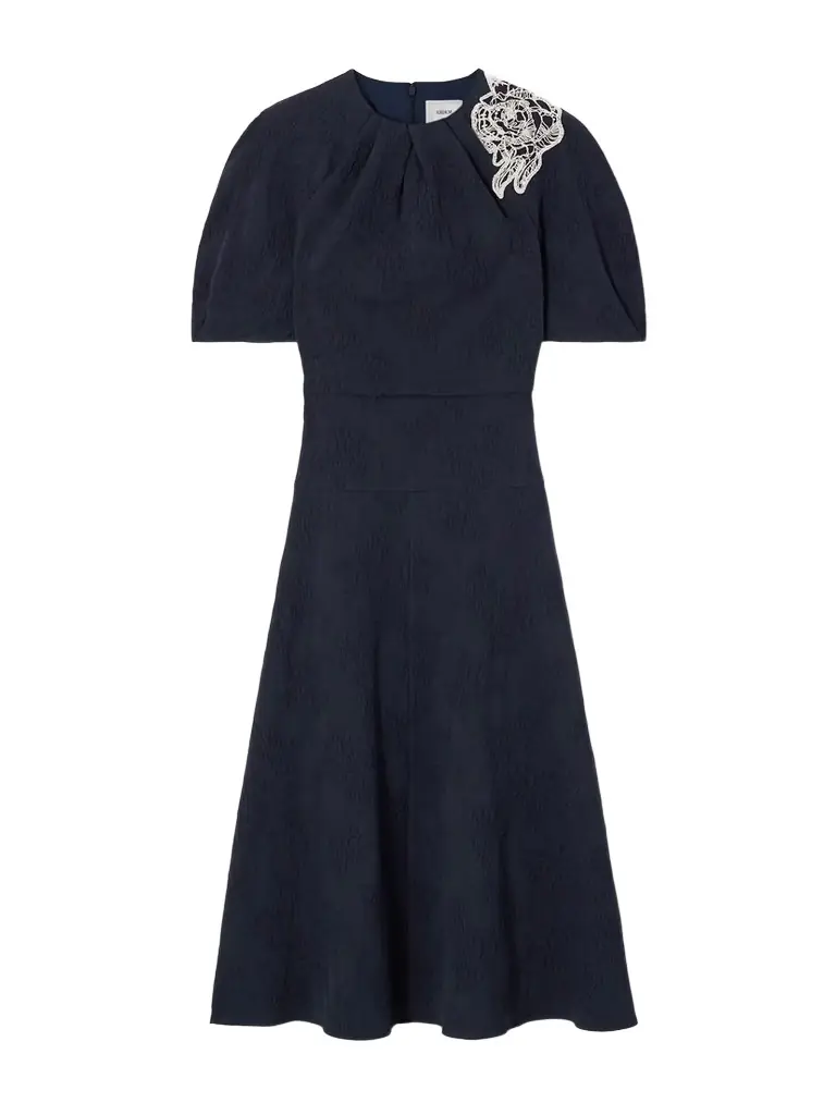 Erdem Appliquéd Cotton-blend Cloqué Midi Dress
