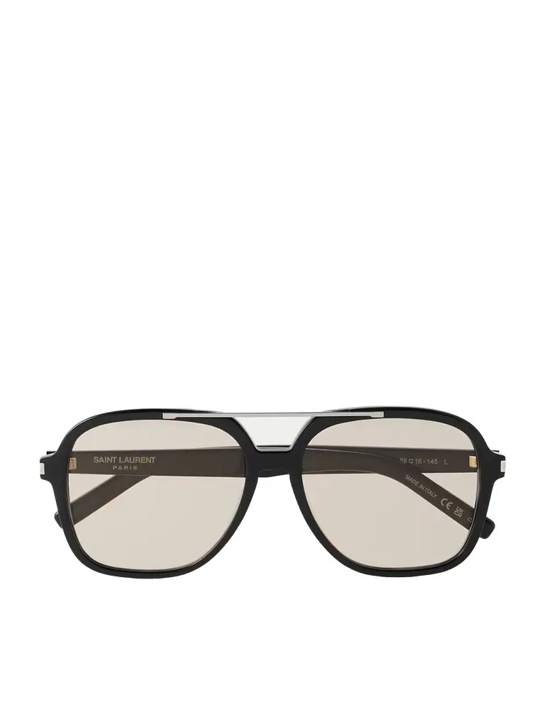 Saint Laurent Eyewear Aviator-style Silver-tone And Acetate Sunglasses
