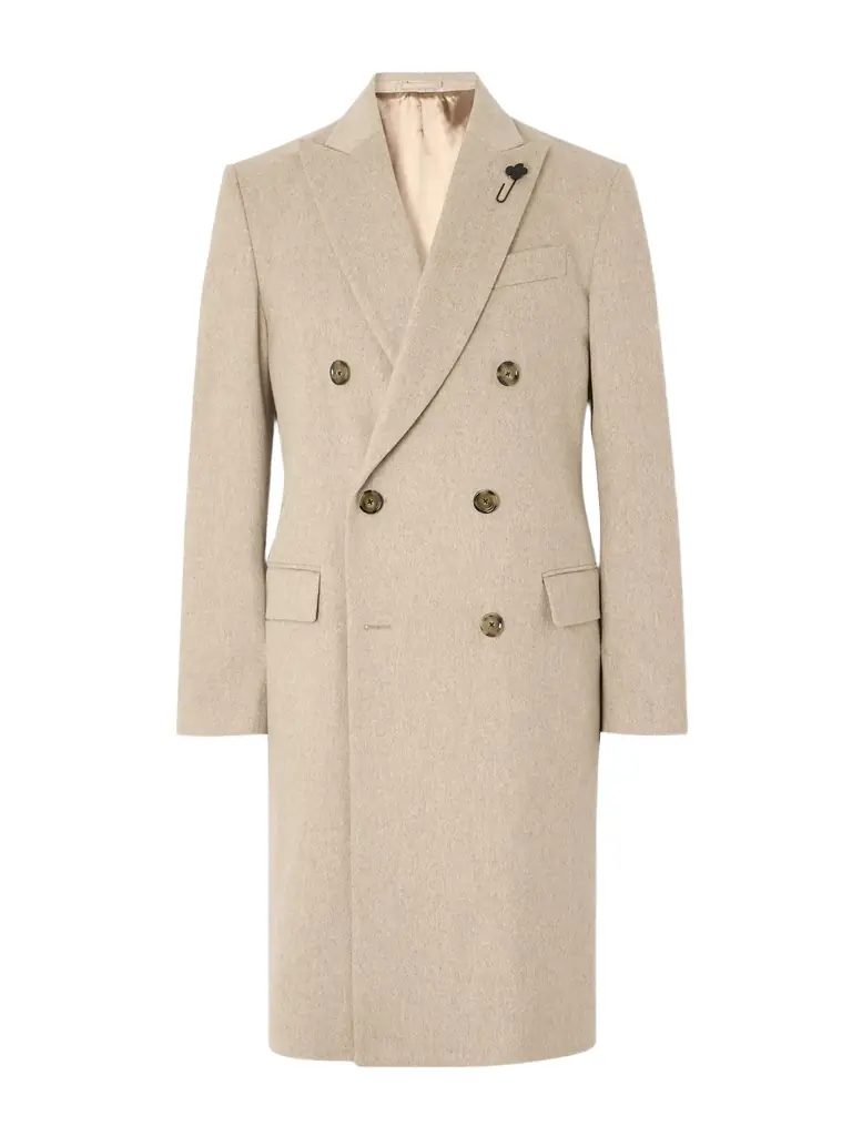 Lardini Slim-Fit Double-Breasted Brushed Virgin Wool Coat - Men