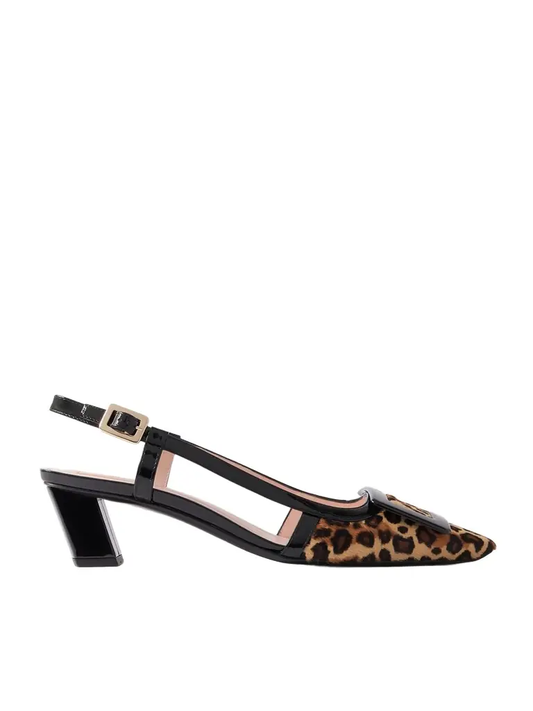 Roger Vivier Belle Vivier 45 Patent Leather-trimmed Leopard-print Pony Hair Slingback Pumps