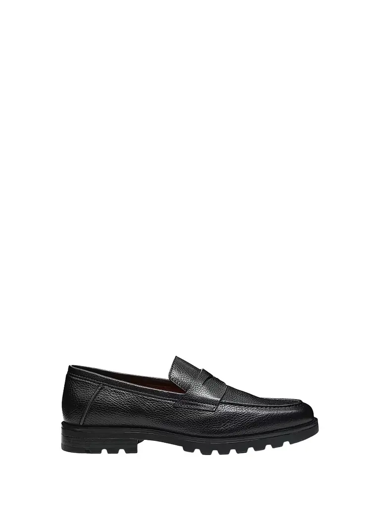 Santoni Men's Rock Lug Sole Leather Penny Loafers - Black