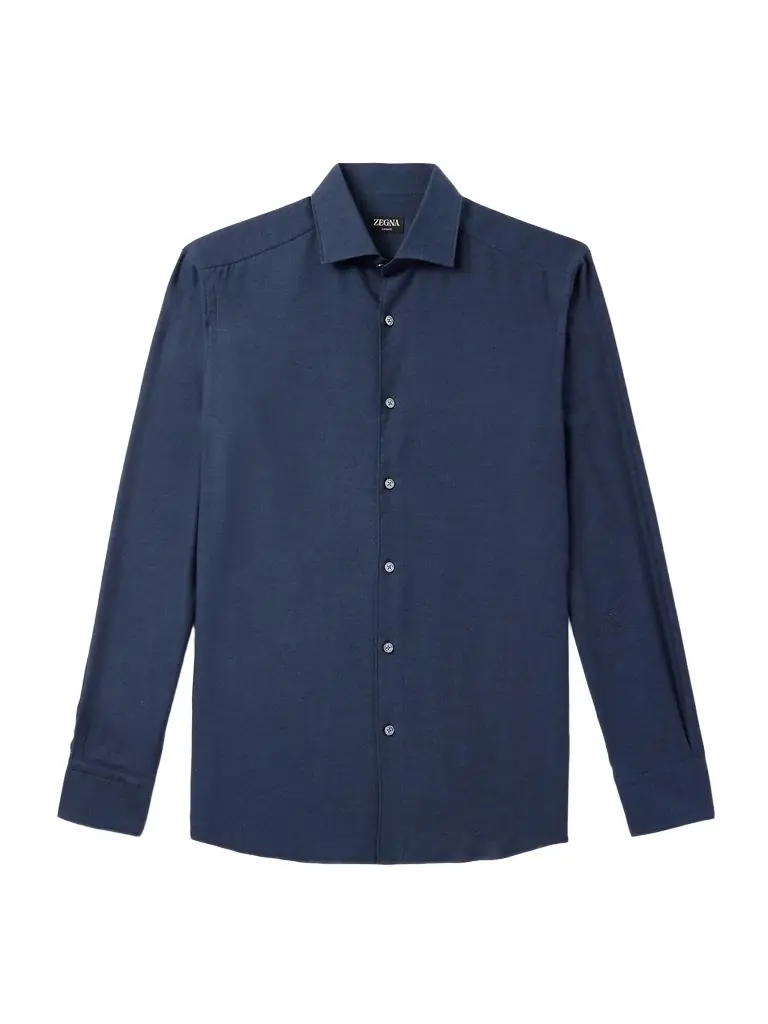 Zegna Cotton and Cashmere-Blend Twill Shirt - Men