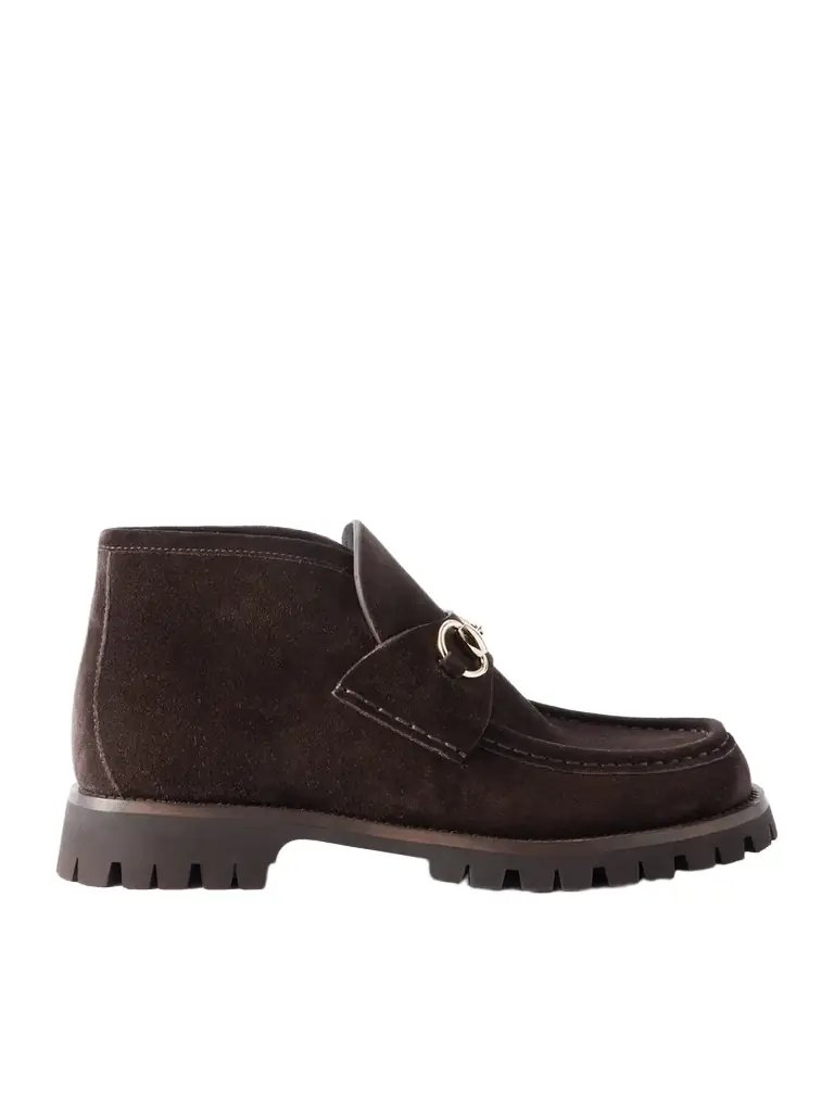 Gucci Sylke Horsebit-detailed Suede Ankle Boots
