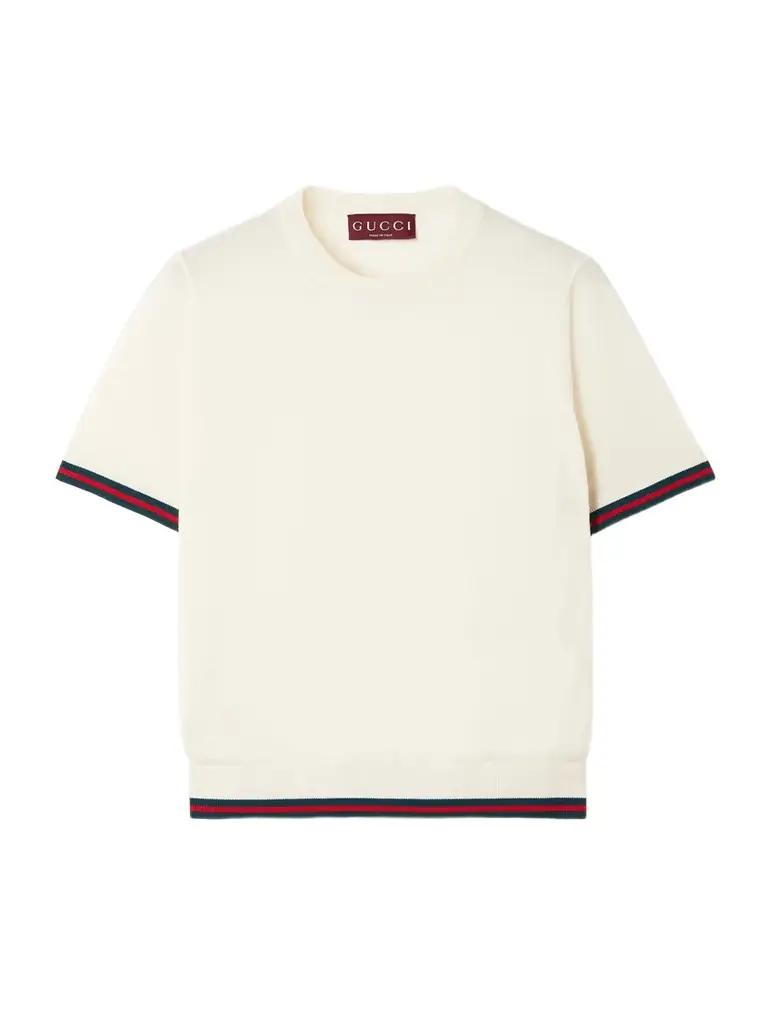 Gucci Striped Cashmere And Silk-blend Top