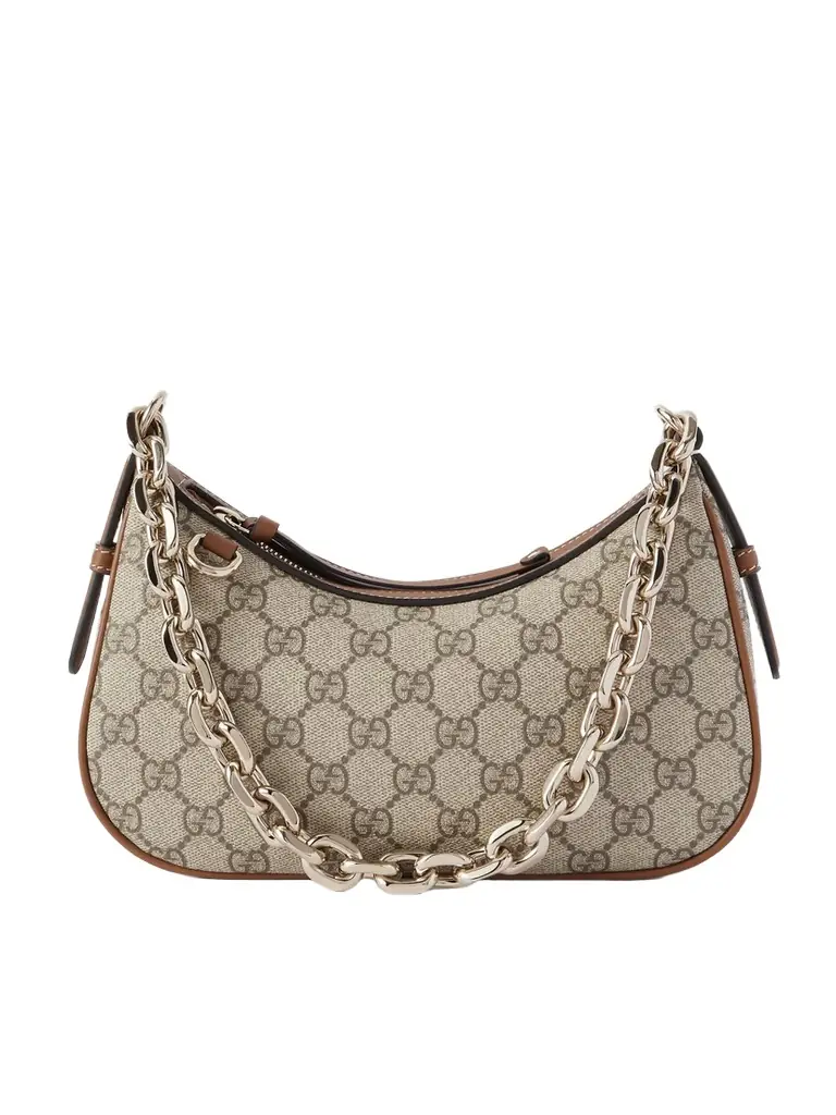 Gucci Gg Emblem Leather-trimmed Printed Coated-canvas Shoulder Bag