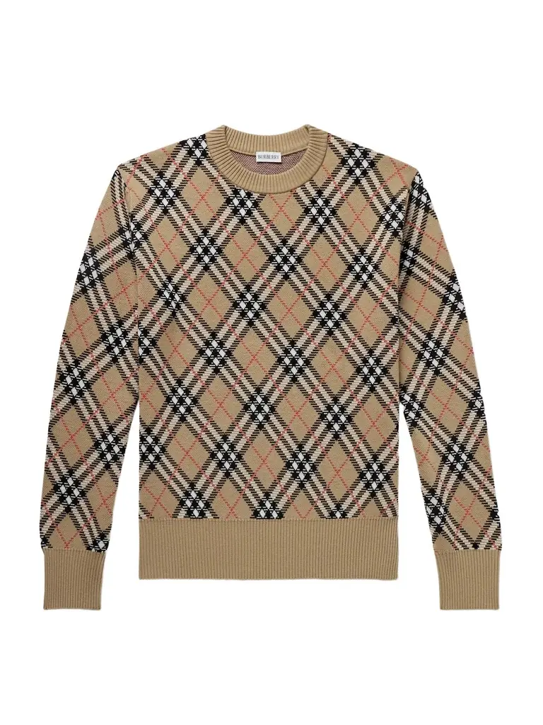 Burberry Checked Wool-Blend Jacquard Sweater - Men