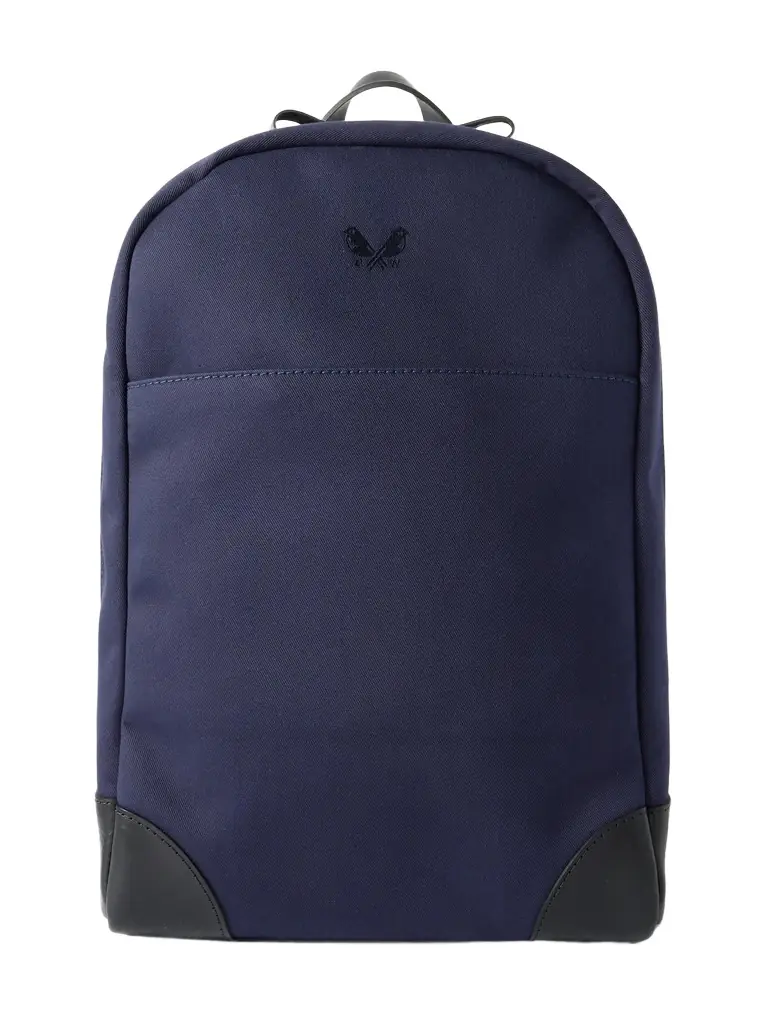 bennett winch leather backpack Brown this is a leather backpack for grown ups Leather-Trimmed Cotton-Canvas Backpack - black